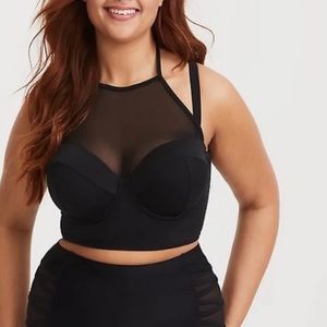 Torrid Black Mesh Bikini Top 2 EUC
